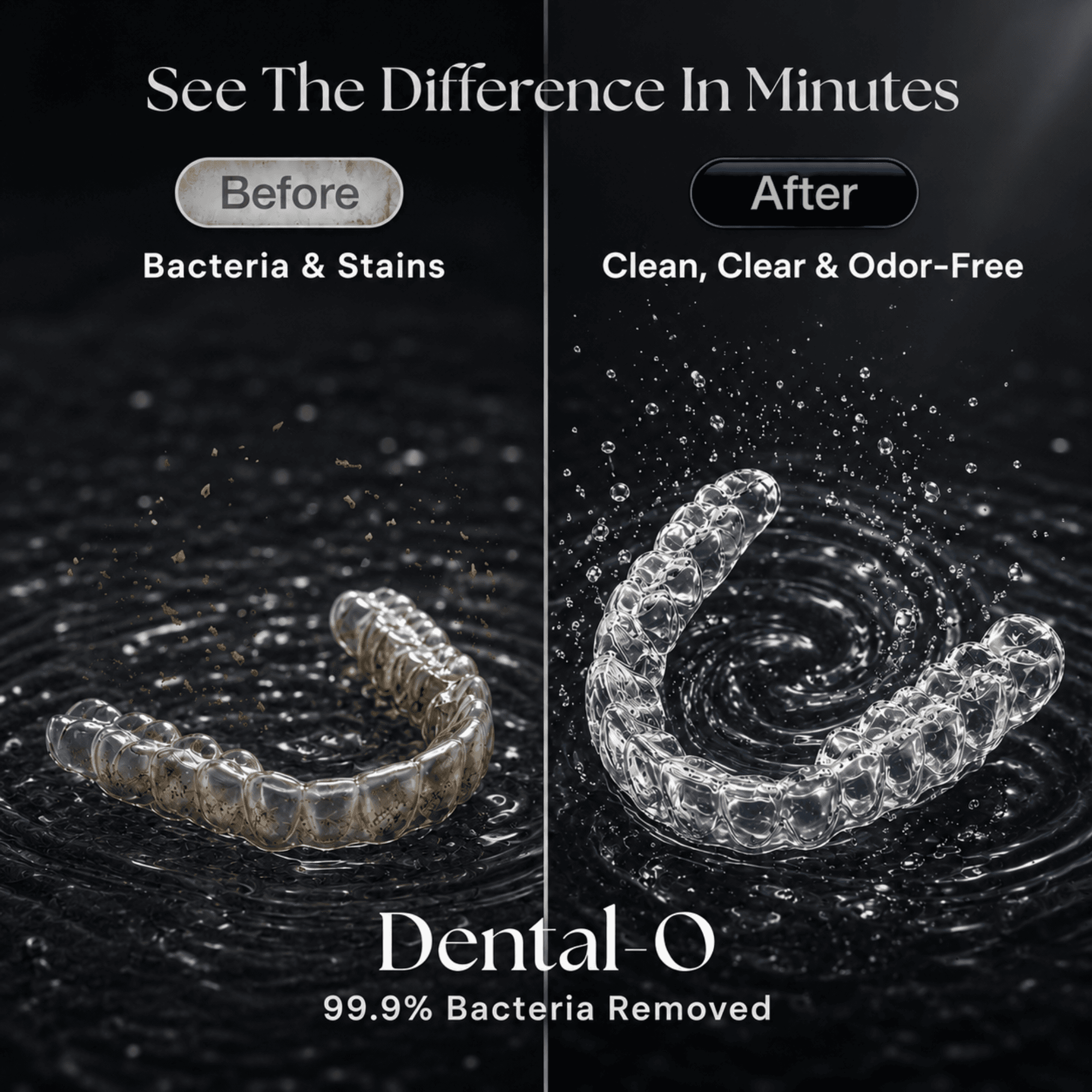 DENTAL-O Premium Ultrasonic Retainer Cleaner, Split Tank Design & 4 UV Lights, 42–47kHz Technology for Retainers, Aligners, Dentures & Mouth Guards(black) thumbnail 2